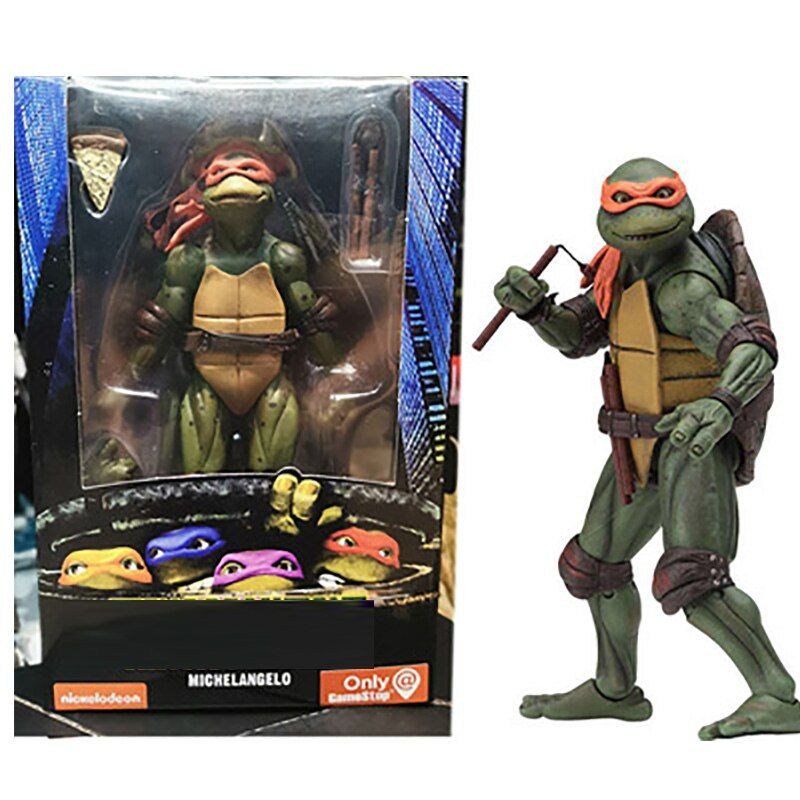 NECA Classic Movie Teenage Mutant Ninja Turtles Raphael Donatello 16CM  Bagging Movable Garage Kit Toys Gift