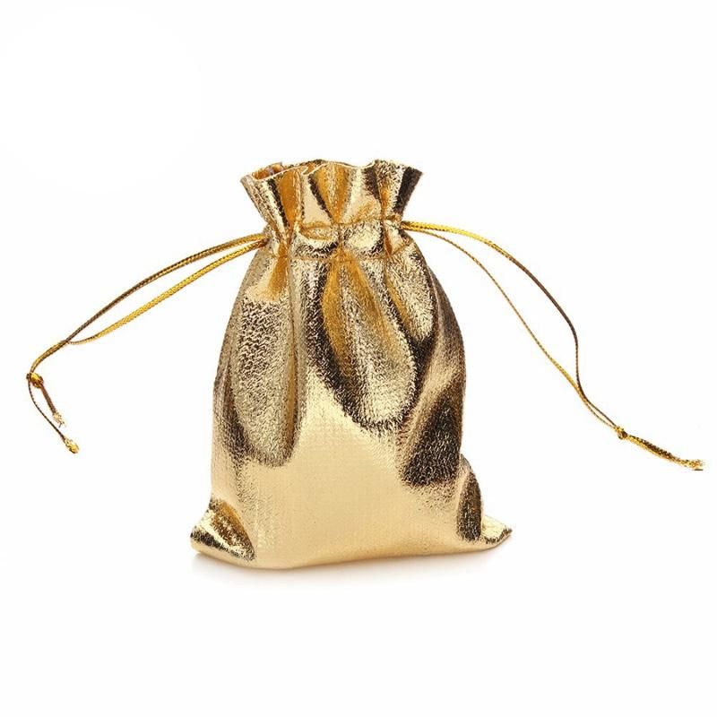 100Pcs Gold Foil Organza Bag Candy Gift Bags Christmas Decoration Wedding Party Favor Pouch Gift Packaging Bags Drawstring Pouch 5x7Cm