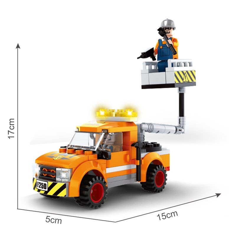 AUSINI Construction City Building Blocks Crane Bulldozer Dump Truck Vehicle Model Toys for Boys Creator Excavator Brick Children