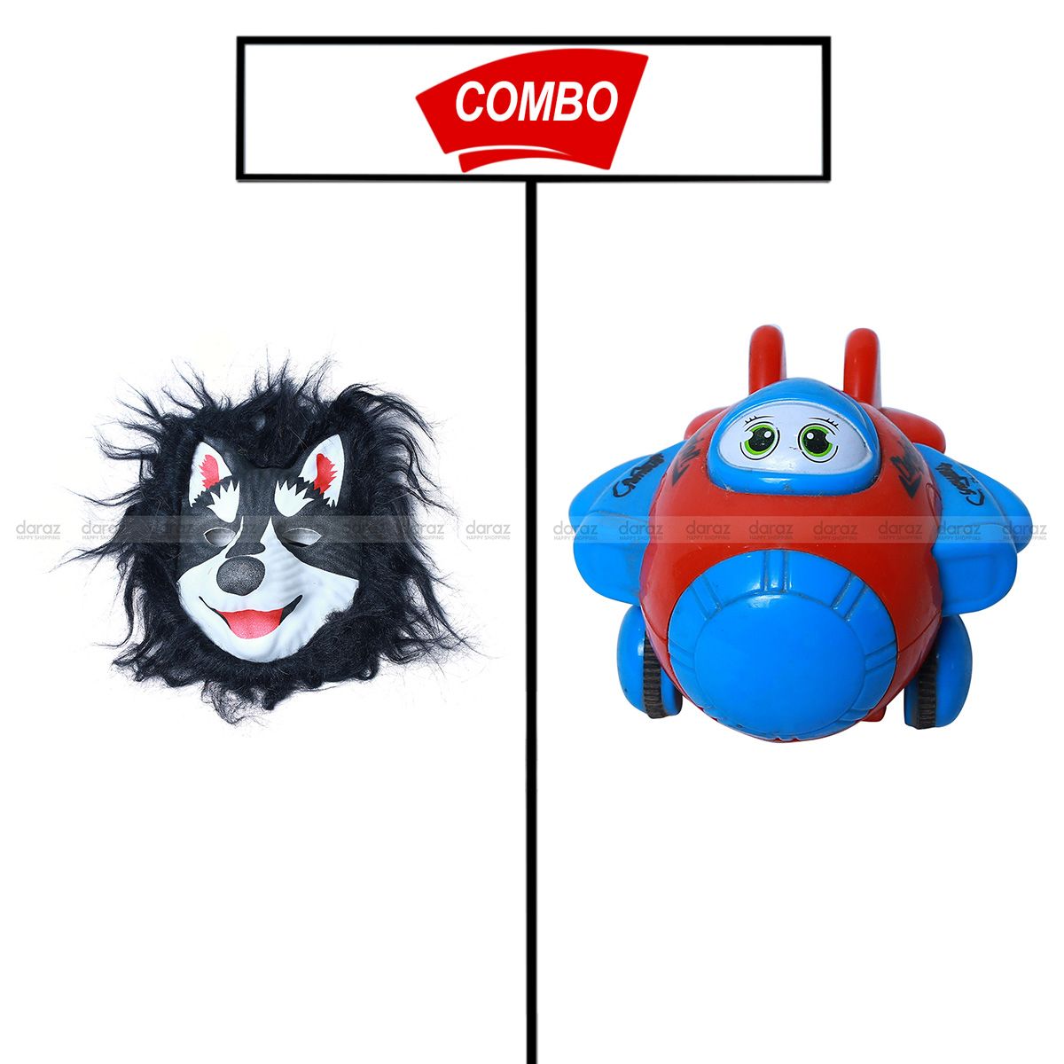 HUSKY DOG MASK & MINI TOY PLANE COMBO