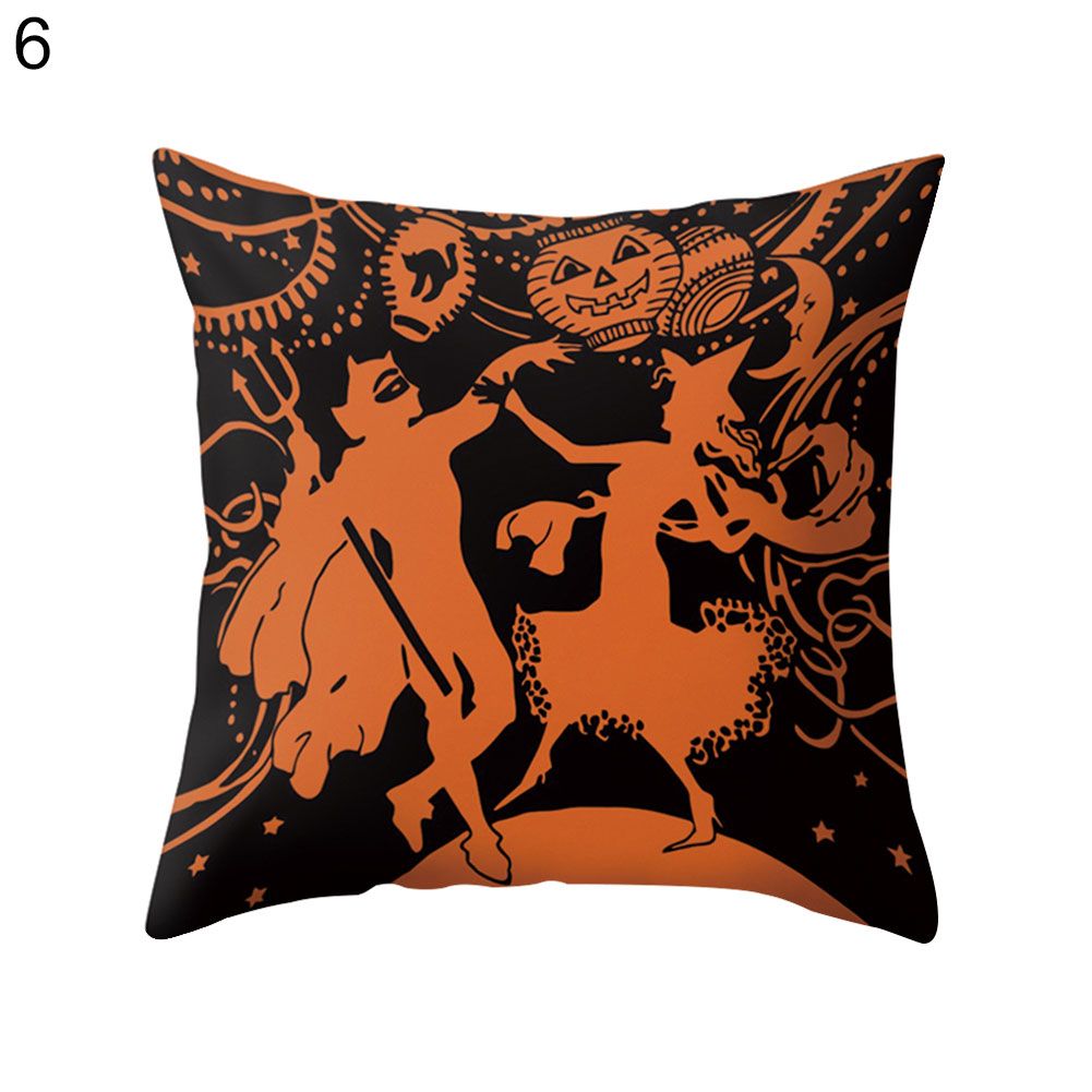 Pumpkin Ghost Print Sofa Pillow Case Cushion Cover Halloween Thanksgiving Decor