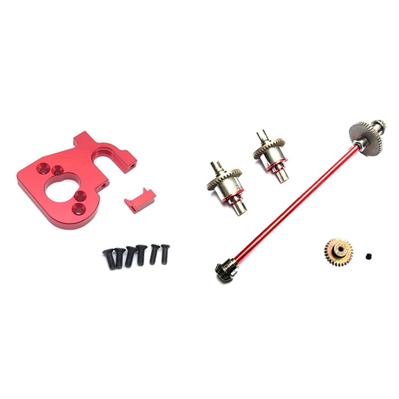 1 Set RC Car Motor Holder Replacement Accessories & 1 Set Metal Main Central Axle Drive Shaft Differential Gear