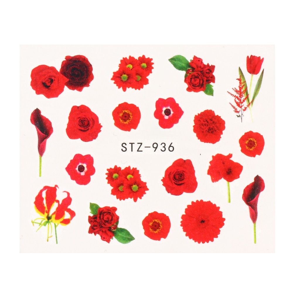 1x Tulip Nail Stickers Flower Design Butterfly Floral Water Transfer Nail Art Decoration Decal Manicure Slider Foil CHSTZ922-957