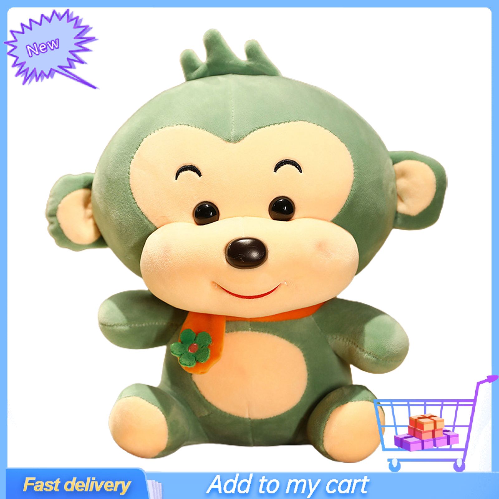 Stuffed Monkey Toy Rich Facial Expression No Deformation Fluffy Baby Plush Monkey Cushion for Children