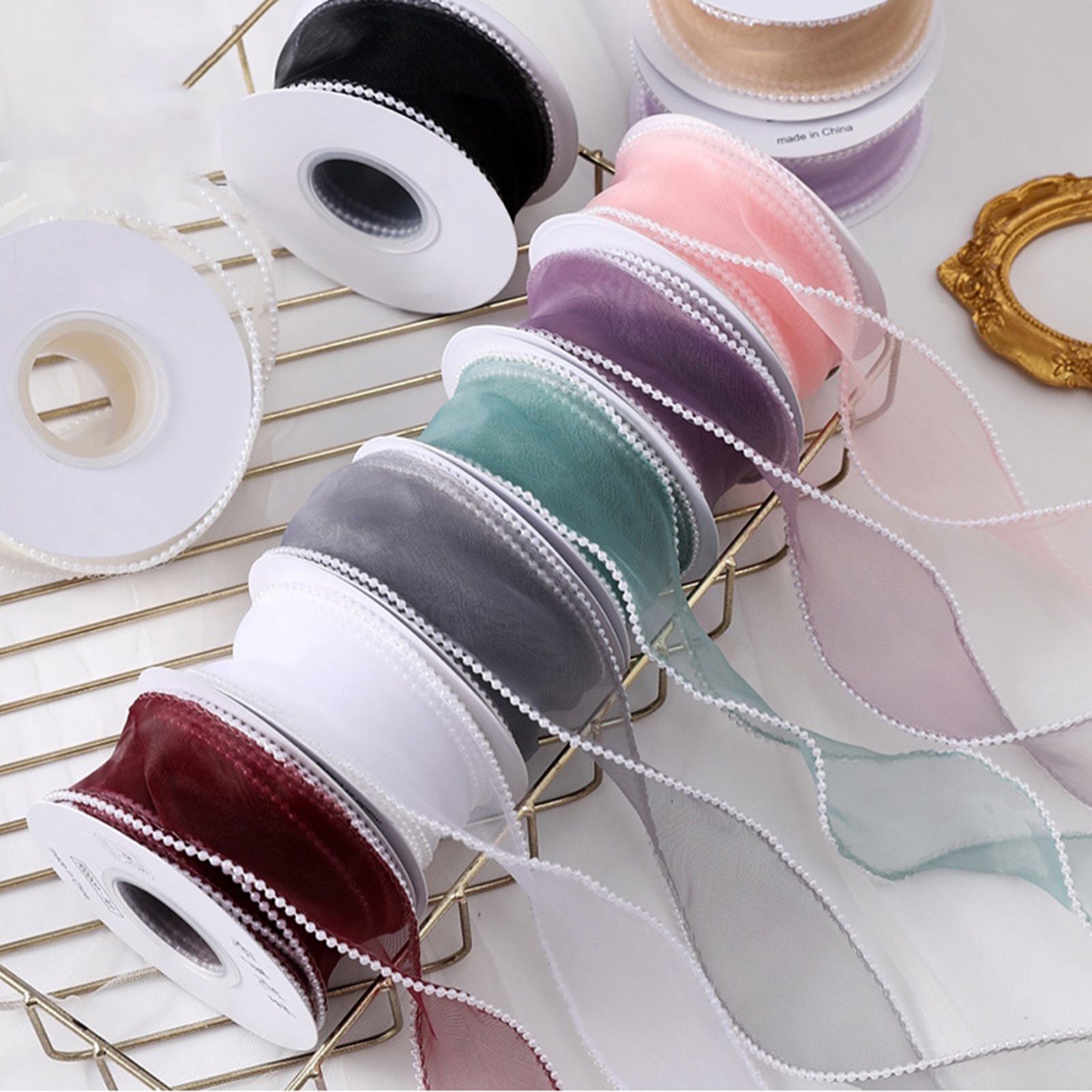 Pking Ribbon Fake Pearls Faux Pearls DIY Bow Wavy Ribbon