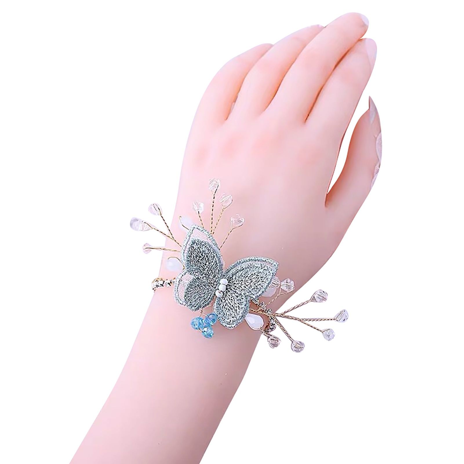 Wrist Corsage Embroidered Artificial Bride Bridesmaid Butterfly Flower Brelet