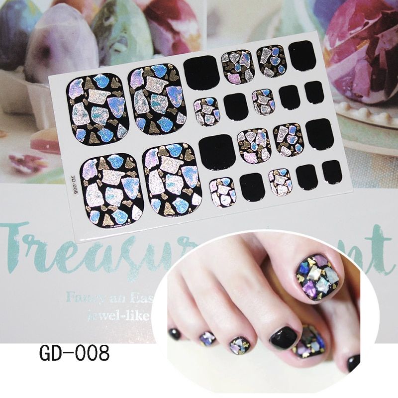 1sheet Flower Toenail Sticker Full Toe Nail Wraps Art Polish Stickers Self-adhesive False Nail Design Manicure for Women Girls