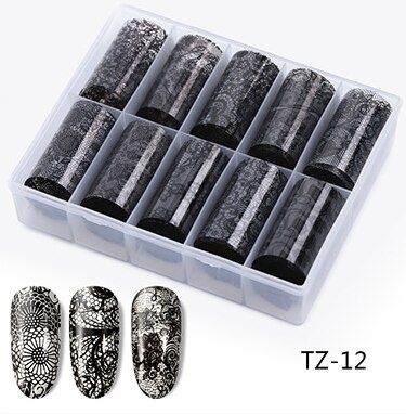 10pcs Nail Foil Polish Stickers Star Sky Flower Transfer Foil Nails Decal Sliders For Manicure DIY Holo Sticker Decoration