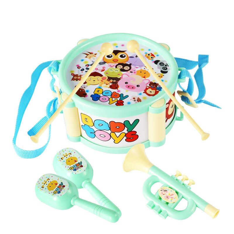Children Drum Trumpet Music Toy Percussion Instrument Band Kit Family Early Learning Educational Toy For Baby Kid Gifts