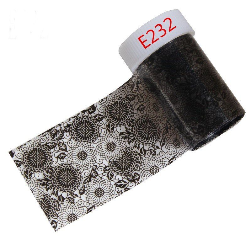 100*4cm 1 Bottle16 Designs  Black Lace Flower Nail Transfer Foil Glitter Laser Pettern Sticker Manicure Nail DIY Decorations