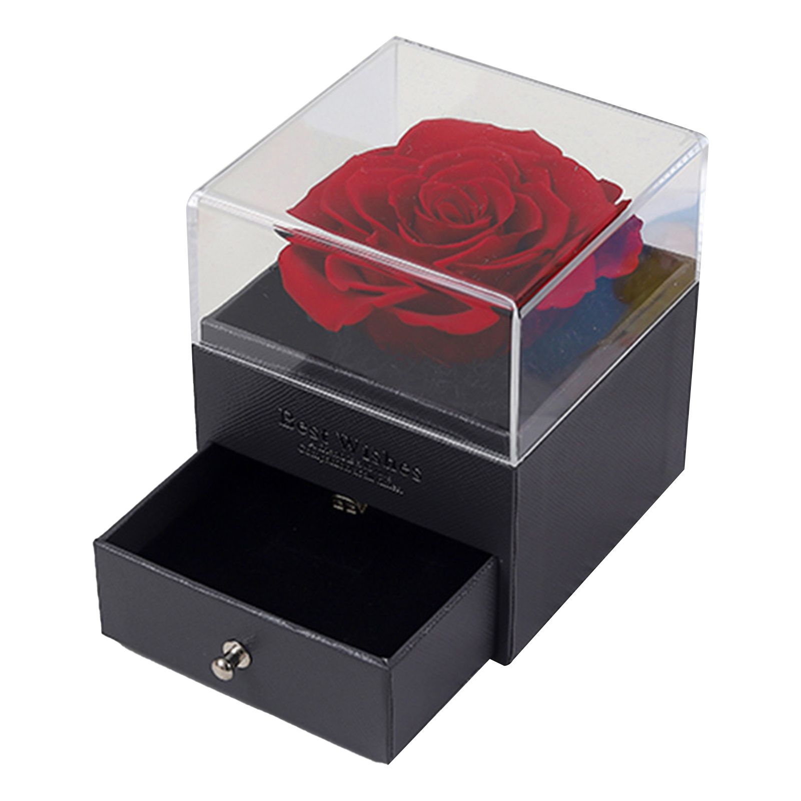 Preserved Rose Box Multi-function Transparent Lid Rose Jewelry Gift Pkage