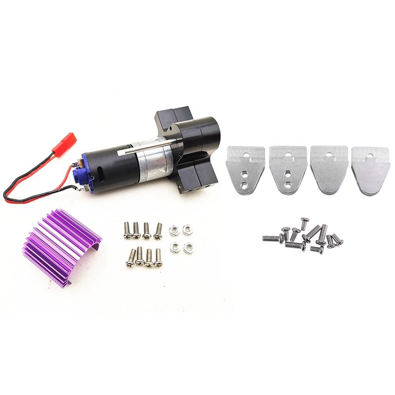 Upgraded Metal Transfer Gear Box with 370 Motor with 4Pcs Upgrade Spare Parts Metal Lifting Lug RC Car