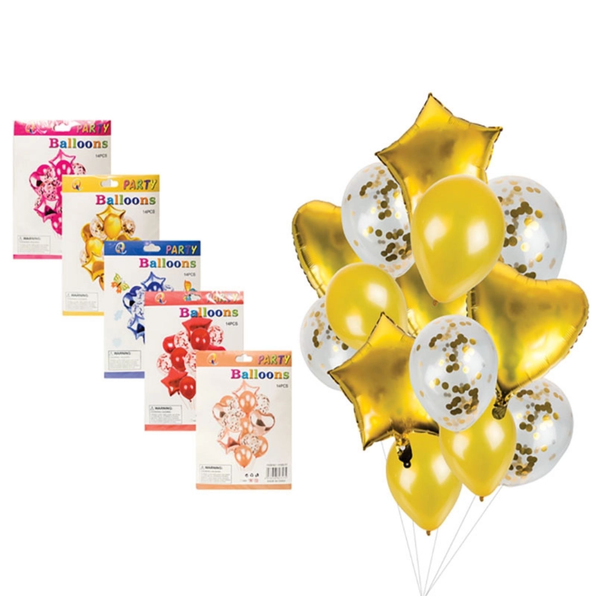 Pop the Party Balloon Party Colorful 14pcs Gold Set Wedding Decoration Birthday Balloons Confetti Air Balls Birthday Party Decorations Kids Adults Balloons (Gold)