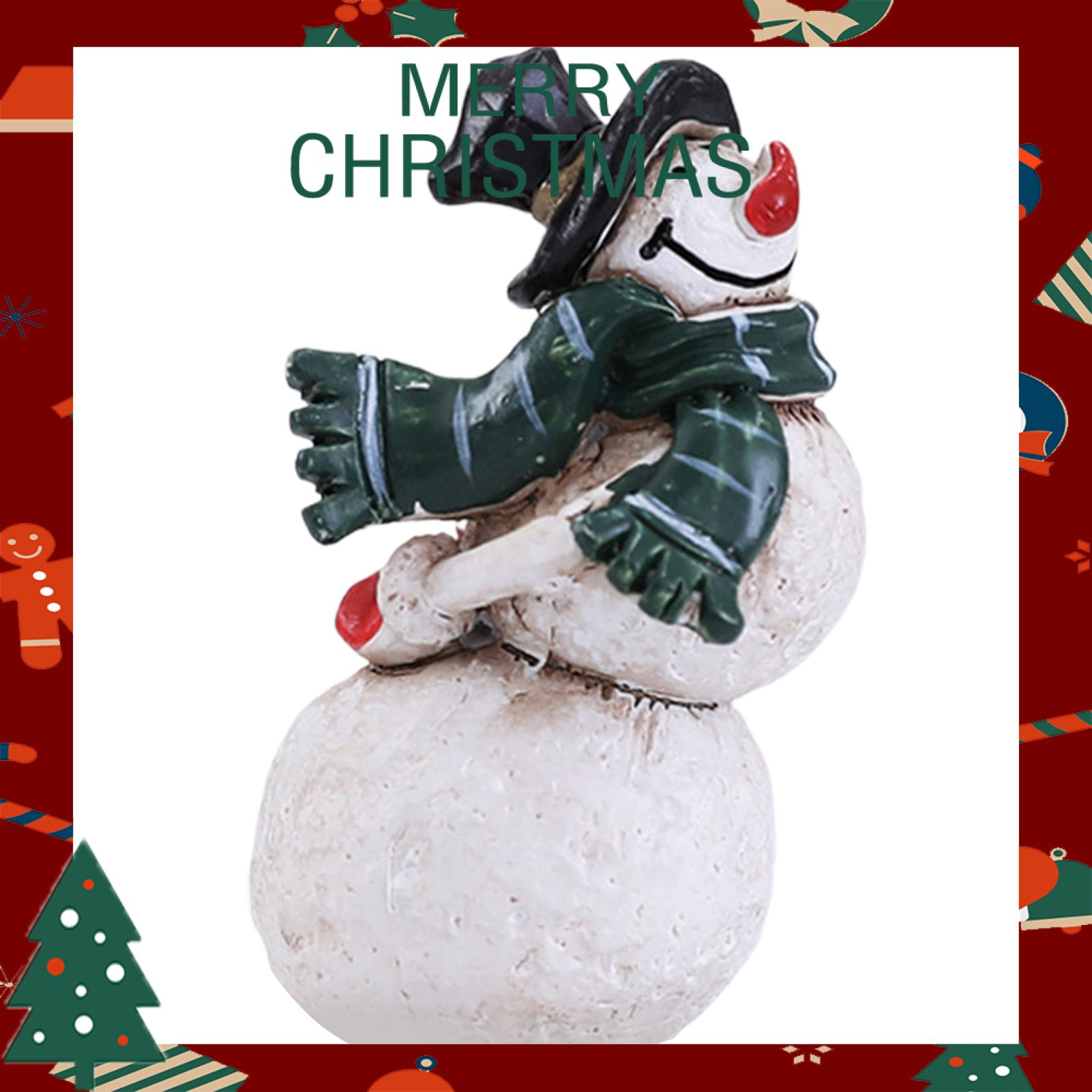 Greenhome Ornament Crafts Wide Application Pretty Resin Snowman with Blue Scarf Decoration for Christmas Decor