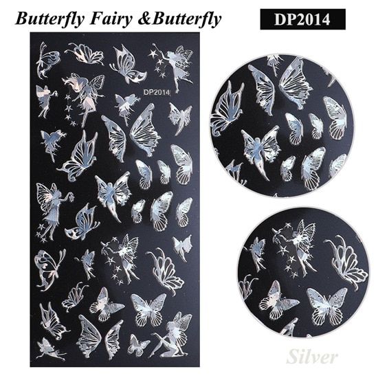 Snowflake Nail Stickers Christmas Winter Decoration 3D Butterfly Sliders For Nails Foils Decals Adhesive Manicure TRDP2013-2024