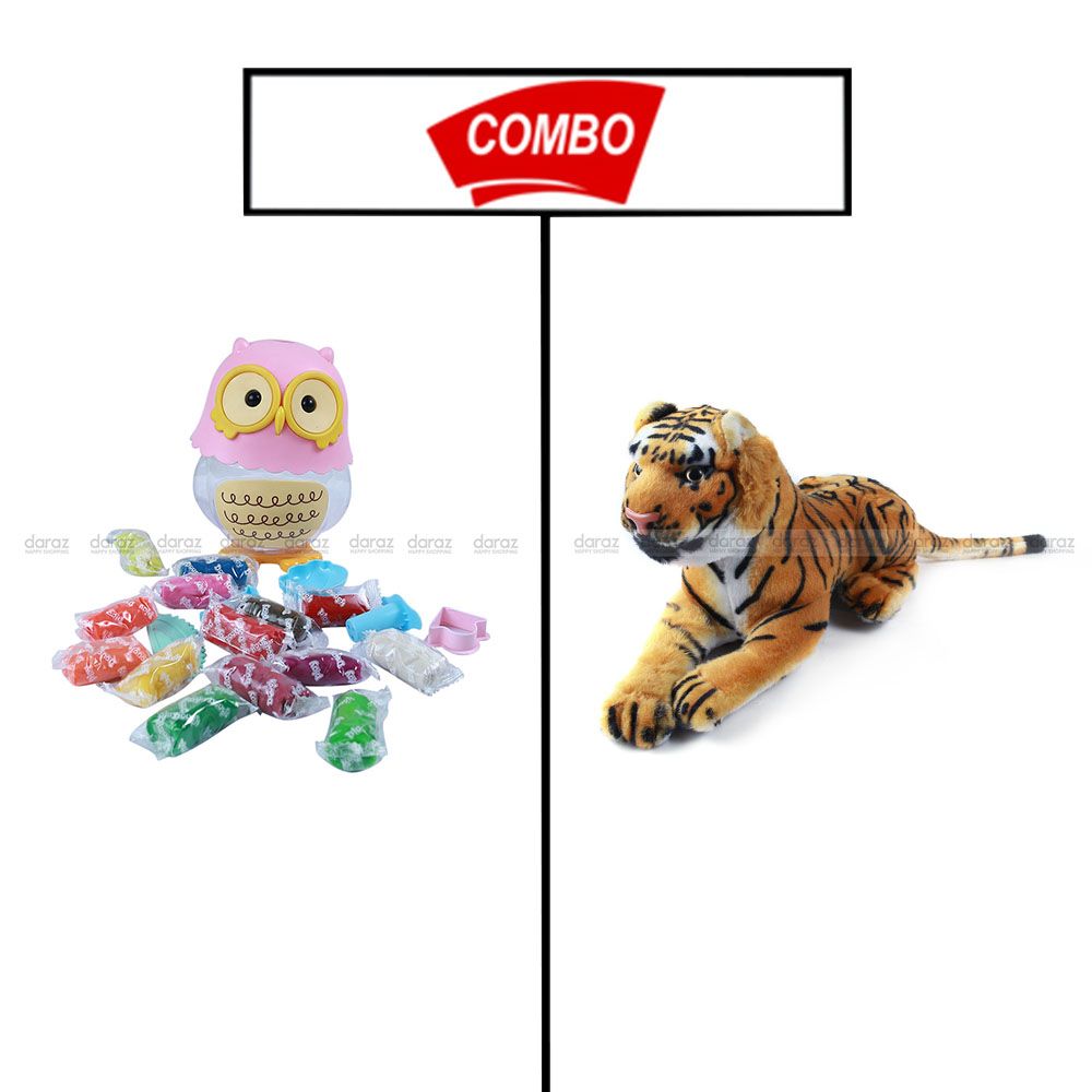 OWL TOY SET & TIGER TEDDY BEAR COMBO