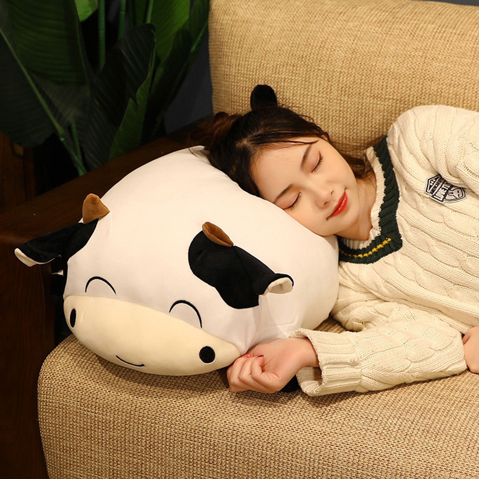 Childrenworld Stuffed Doll Toy Fully Filled Black and White Milk Cow Stuffed Animal Doll