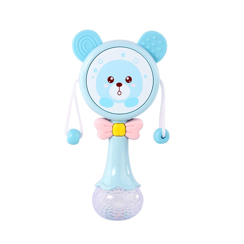 Cartoon Pellet Drum Shaking Rattle Baby Hand Bell Music Light Rhythm Teether Toy