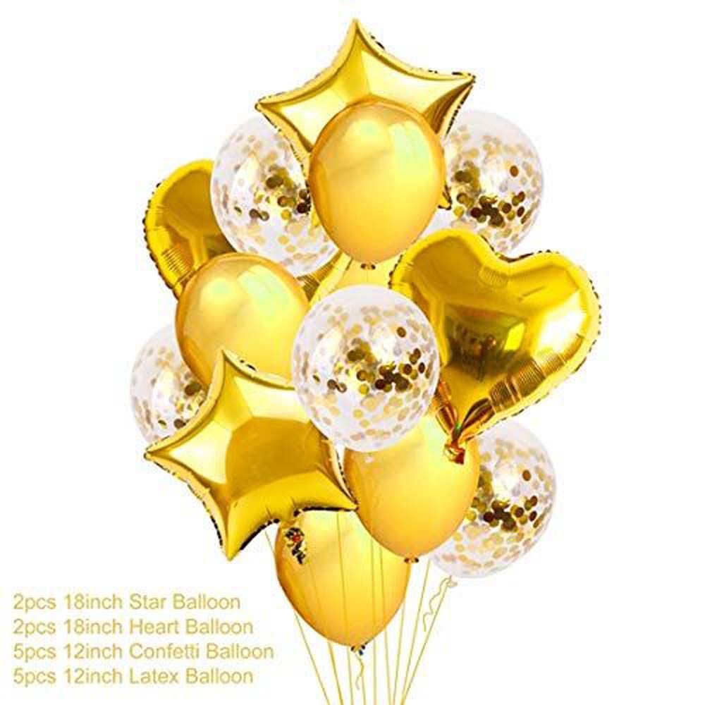 Metallic Chrome Latex, Foil Balloon Set of 14 pcs