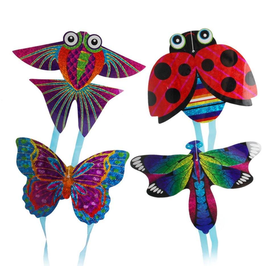 Portable Children Outdoor Parent-child Interactive Toy Cartoon Airplane Butterfly Insect Mini Kite