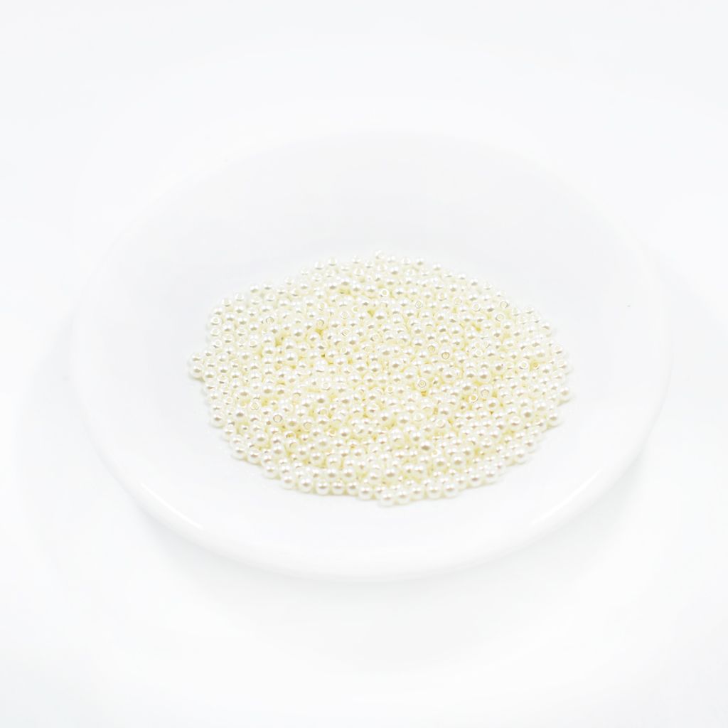 Round Plastic Pearl Spacer Loose Beads for DIY Craft Beige 1000 Pieces 3mm