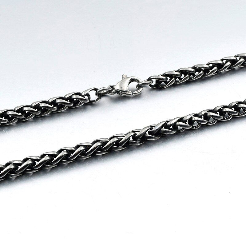 Moorvan Men Necklace Stainless Steel Boys Jewelry 40cm-90cm Braided Link Wheat Chain Necklace Women punk rock biker gift,VN347