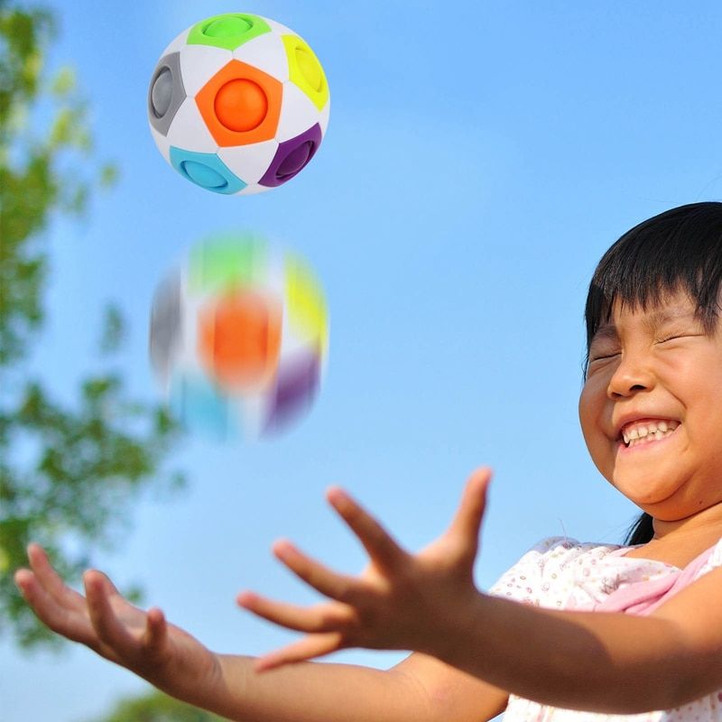 Creative 12 Hole Elastic Decompression Toy Magic Rainbow Ball Educational Toy Gift Kids Education Puzzle Rainbow Cubes