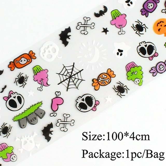 10pc Halloween Nail Foil Transfer Set Pumpkin Cat Witch Skull Stickers Holographic Nail Designs Decal for Nail Art Decal Foils