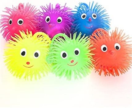 Light Up Flashing Spiky Puffer Ball with Smiley Face