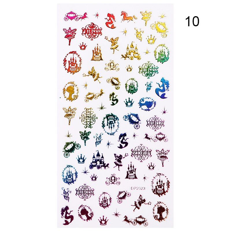 1 Sheet Butterfly Design 3D Stickers Gold Transfer Decals Colorful Stickers for Nails Heart Flower Slider Decal Accessory