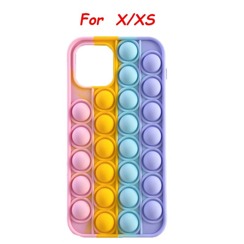 Poppit AntiStress Relive Fidget Toys Phone Case Bubble Soft Silicone Phone Cover for Iphone 6/6s/7/8 Plus X/XR/XS 11/12 Pro Max