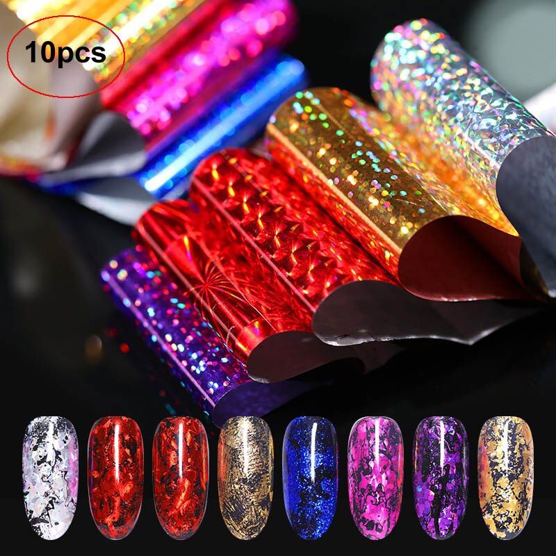 1 Box 10pcs Colorful Marble Shining Stone Rock Nail Art Foil Stickers Glue Transfer Gorgeous  Nail Art Decorations