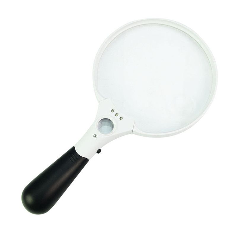 137mm large hand held magnifying glass 3 LED lights 3 lenses 3 multiple reading identification multi purpose