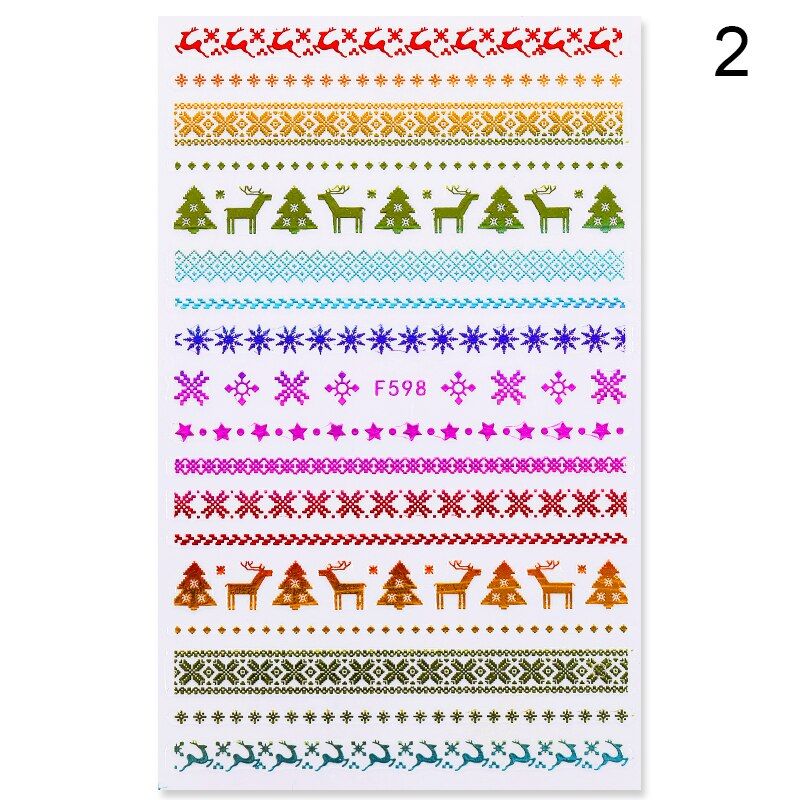 1 Sheet 3D Nail Art Christmas Slider Wraps Snowflake Elk Santa Adhesive Sticker Red Gold Manicures Nails Designs Xmas Gift