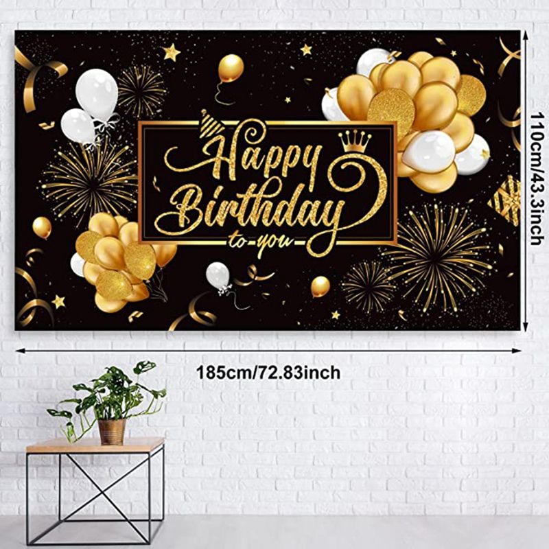 1Set Black &Gold Birthday Party Decor Balloon Arch Garland Kit Banner