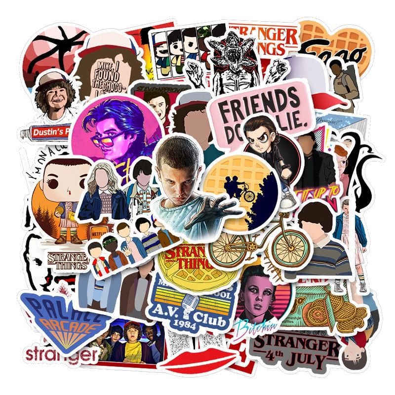 10/50Pcs Hot Movie Stranger Thing Sticker Figure Stickers for Luggage Skateboard Motorcycle Laptop Waterproof Sticker Sticker