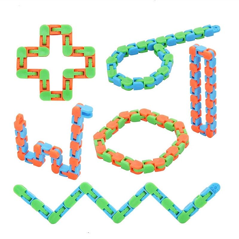 Fidget Toys Wacky Tracks Bicycle Chain Track 24 Knot Rotate Chain Anti Stress Toy Squeezing Sensory Figet Toys