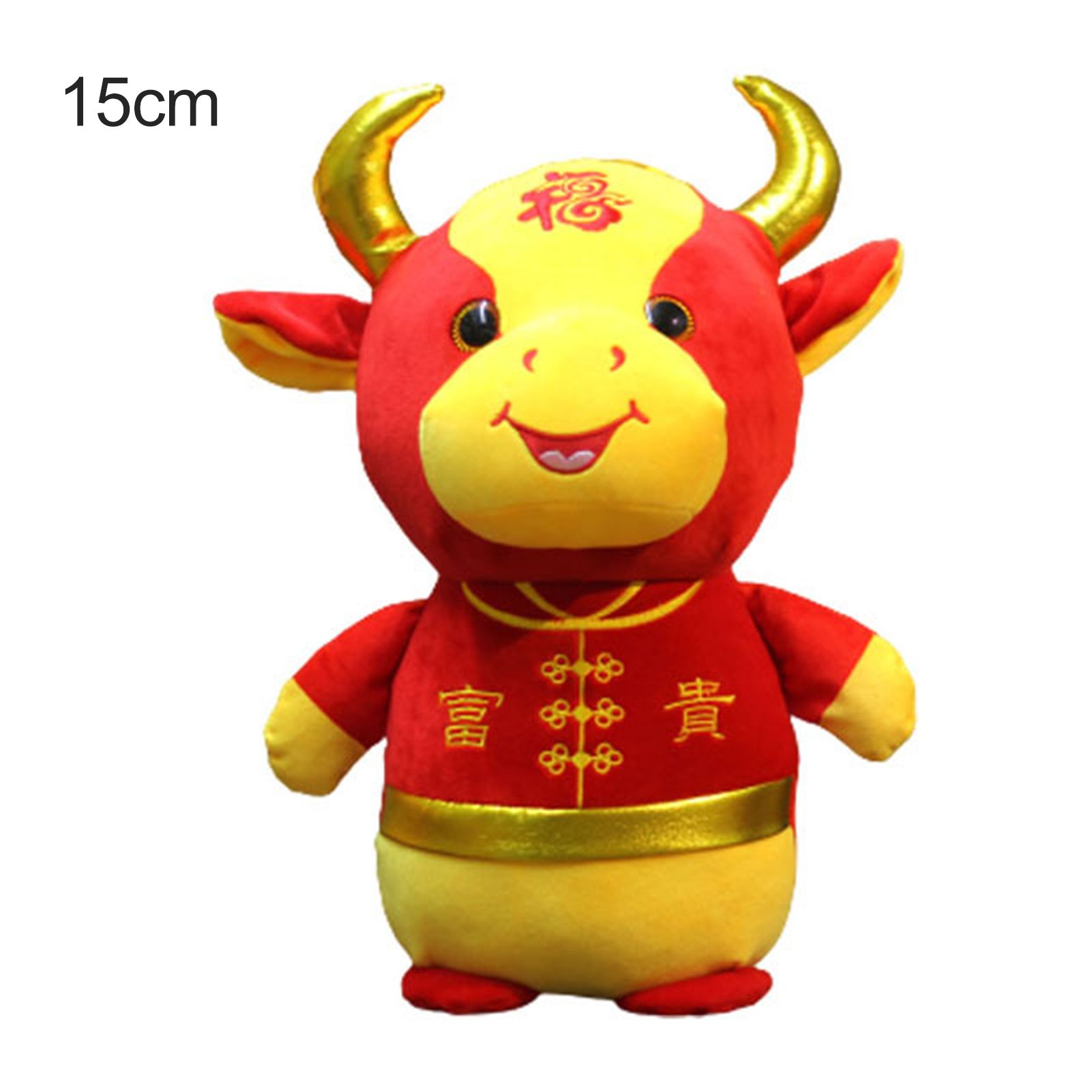 Cute Cartoon Cow Lucky Mascot Stuffed Chinese New Year Doll Party Decor Toy Gift