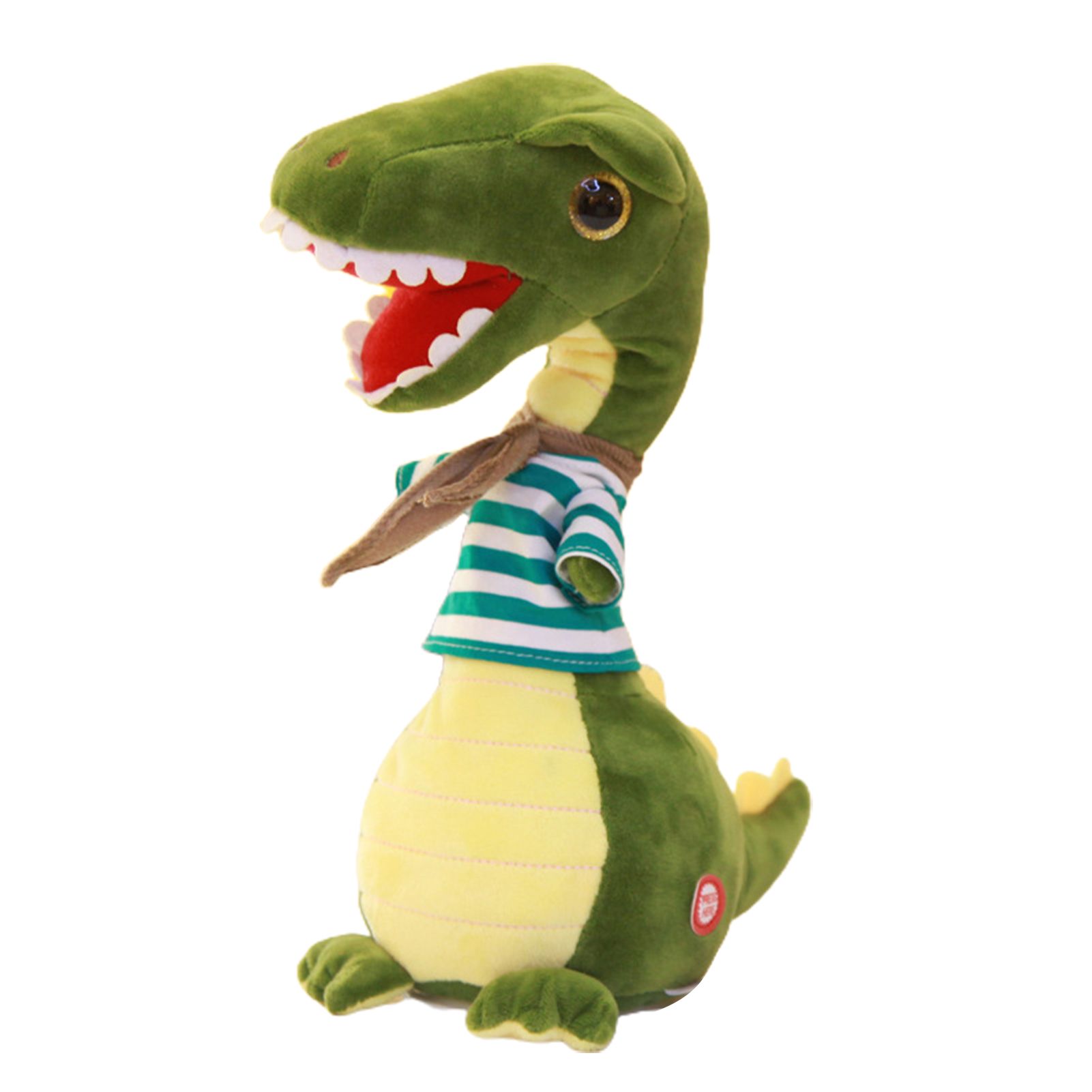 Greenhome Musical Dinosaur Plush Toy Lighting Twisting Neck Electric Green Dinosaur Plush Stuffed Toy for Children