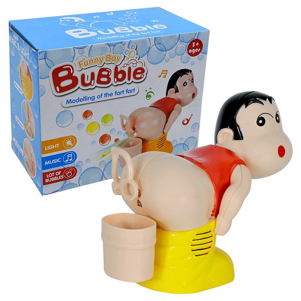 Children Electric Bubble Machine Toys Funny-Looking Boy Fart Bubble Blower With Music And Lights Kids Gift Colorful