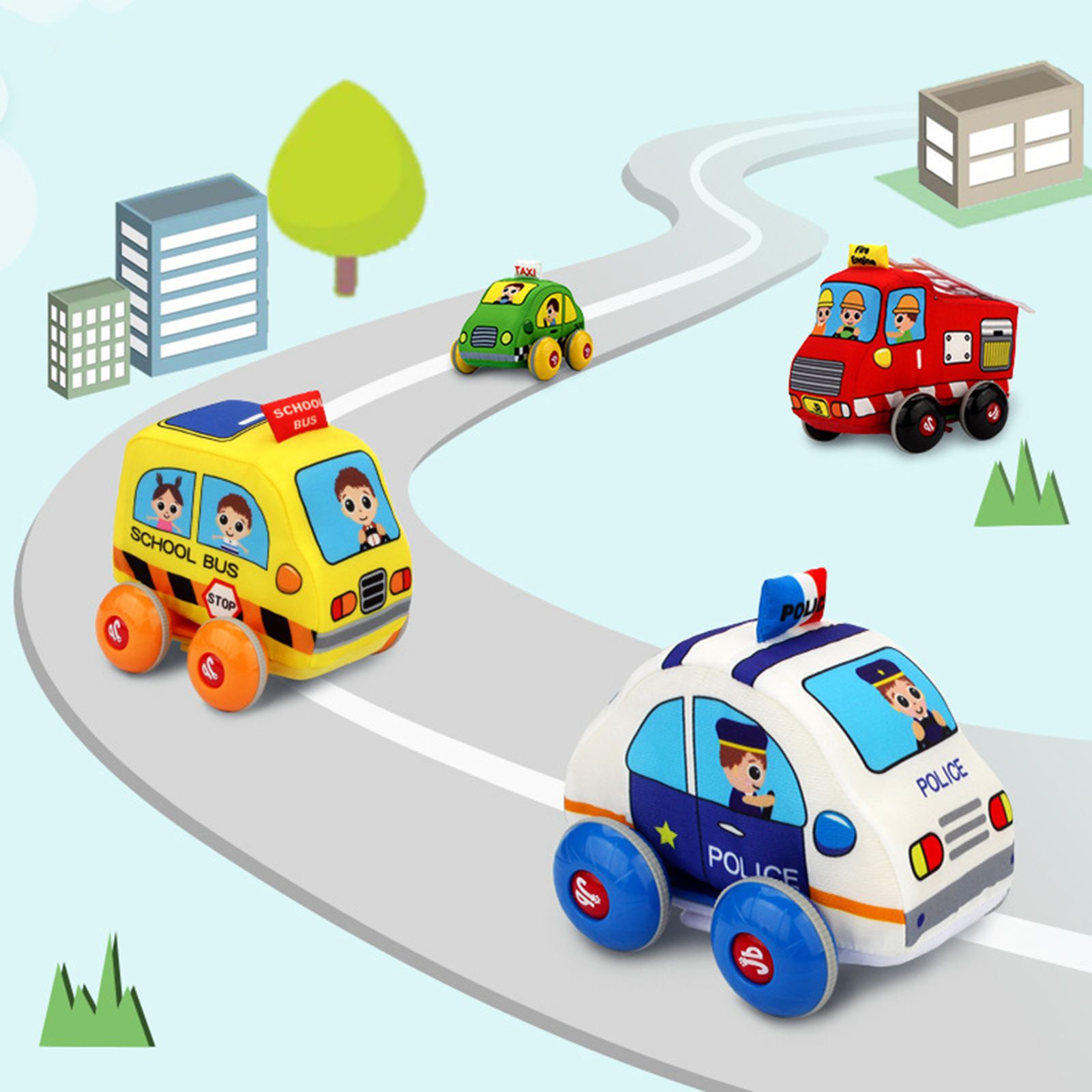 Childrenworld Children Car Toy Washable School Bus Pull Back Car