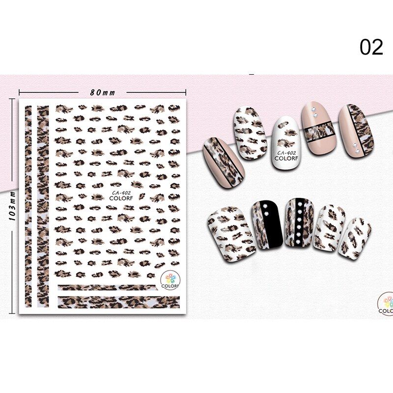 1 Sheet 3D Nail Art Nail Sticker Sexy Leopard Grain Spot Series Mix Pattern Transfer Nail Art Decals Sticker Slider Decoration