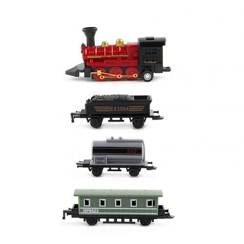 4Pcs Retro Mini Simulated Steam Train Set splice freely Pull Back Model Easy operate Kids Children Toy Gift