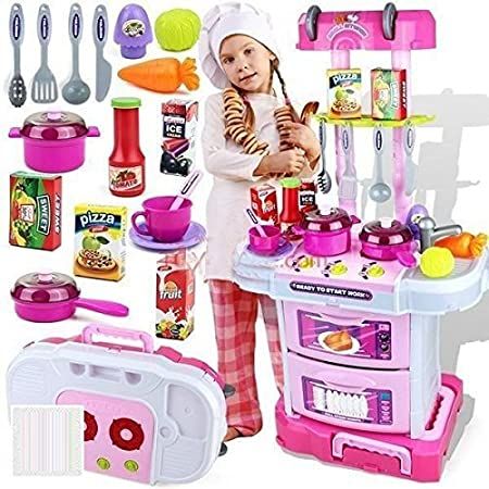 Children Large Smoke Effect Water Tap Function Sound And Lighting Kitchen Cooking Chef Pretend Playset