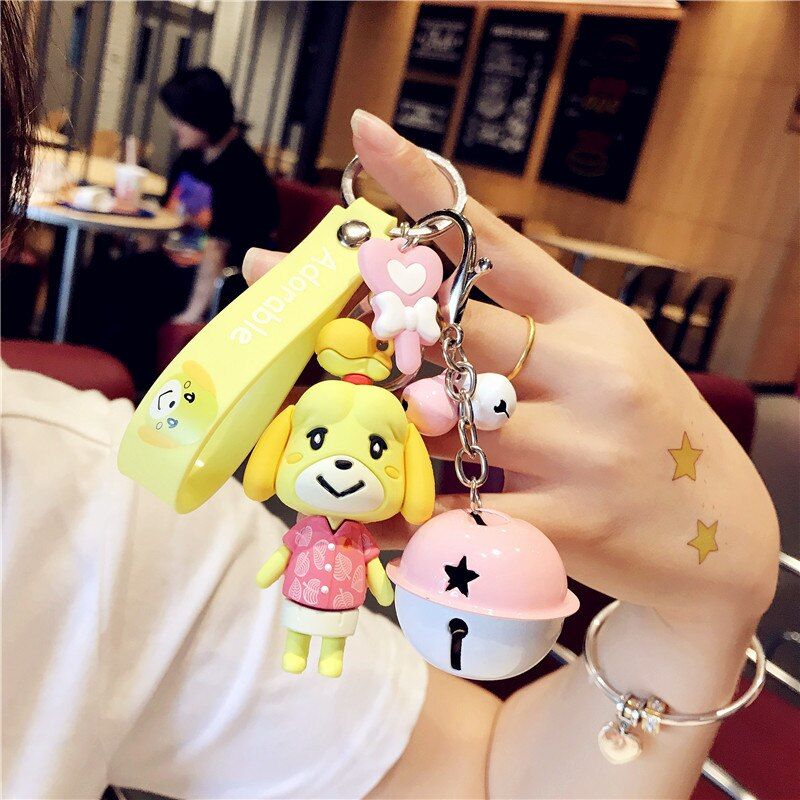 Animal Crossing Keychain Doll Car Key Chain Isabelle KK Nook Figures Toy Pendant Small Cute Keyring Accessories For Gift