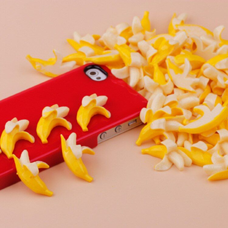 10Pcs/Lot Mini Banana Slime Charm Beads DIY Resin Accessory for Clay Phone Case Decoration Gift Toy for Kids