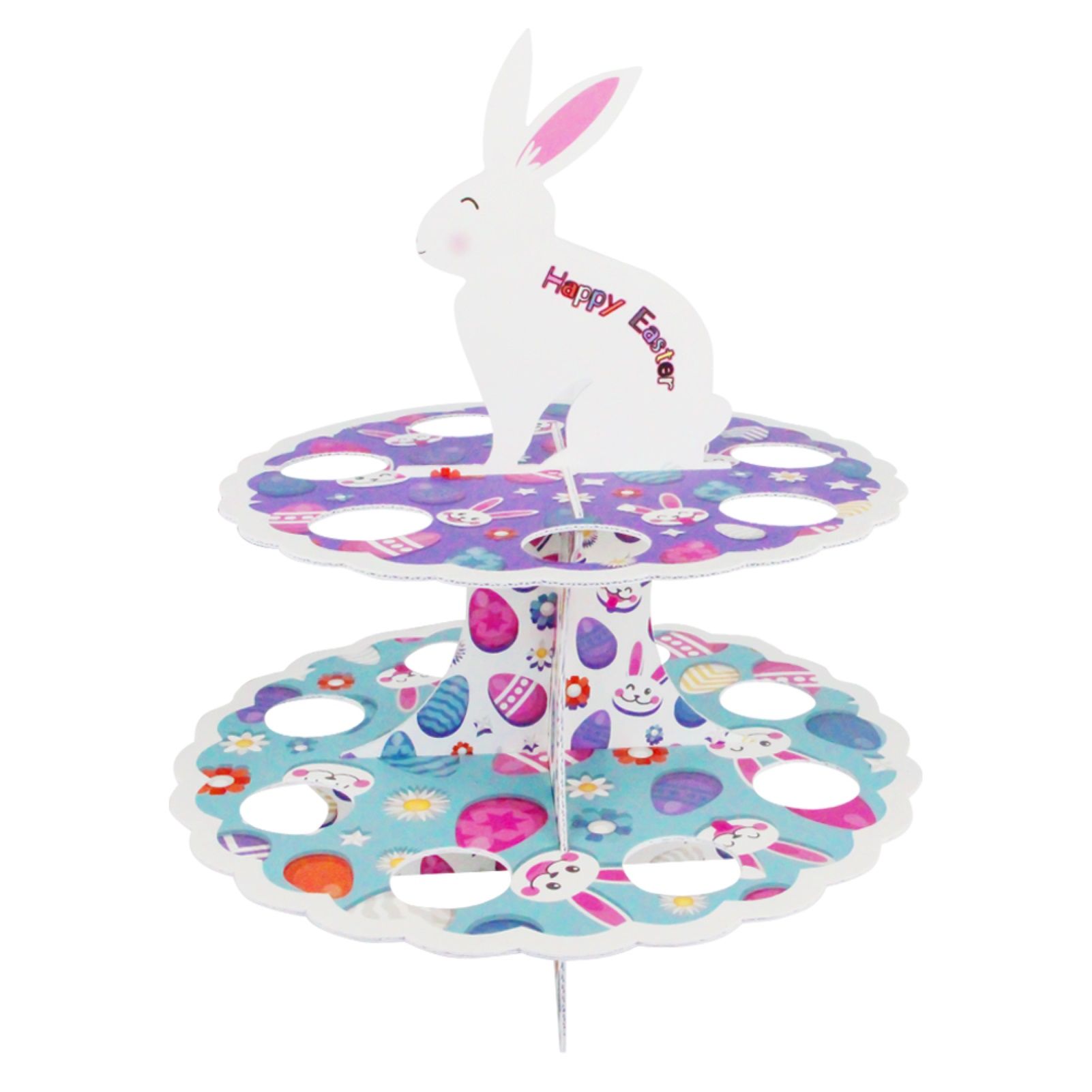 Easter Egg Shelves Shock-proof Rabbit Pattern DIY Double Layer Easter Cake Eggs Tray