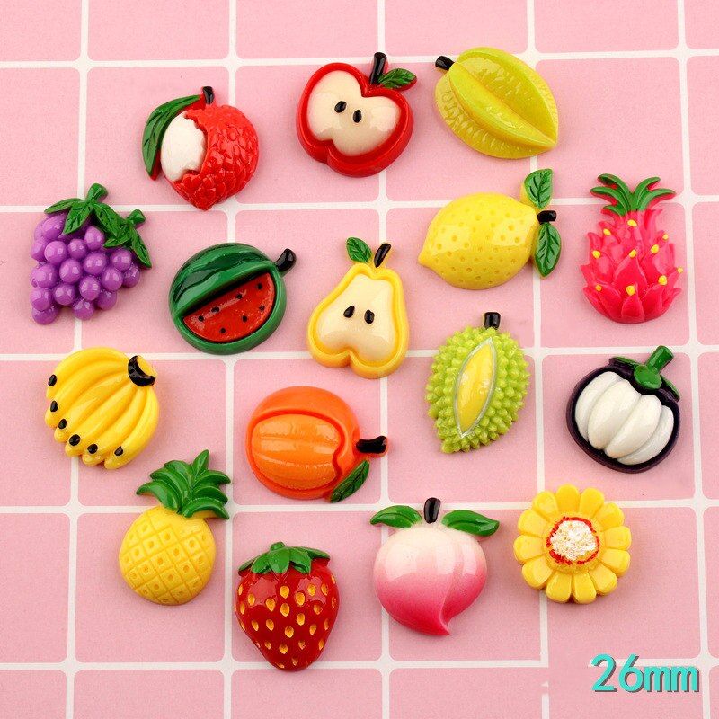 6pcs Resin Fruit Slime Filler Charms Beads Accessories DIY Phone Shell Jewelry Slime Filler