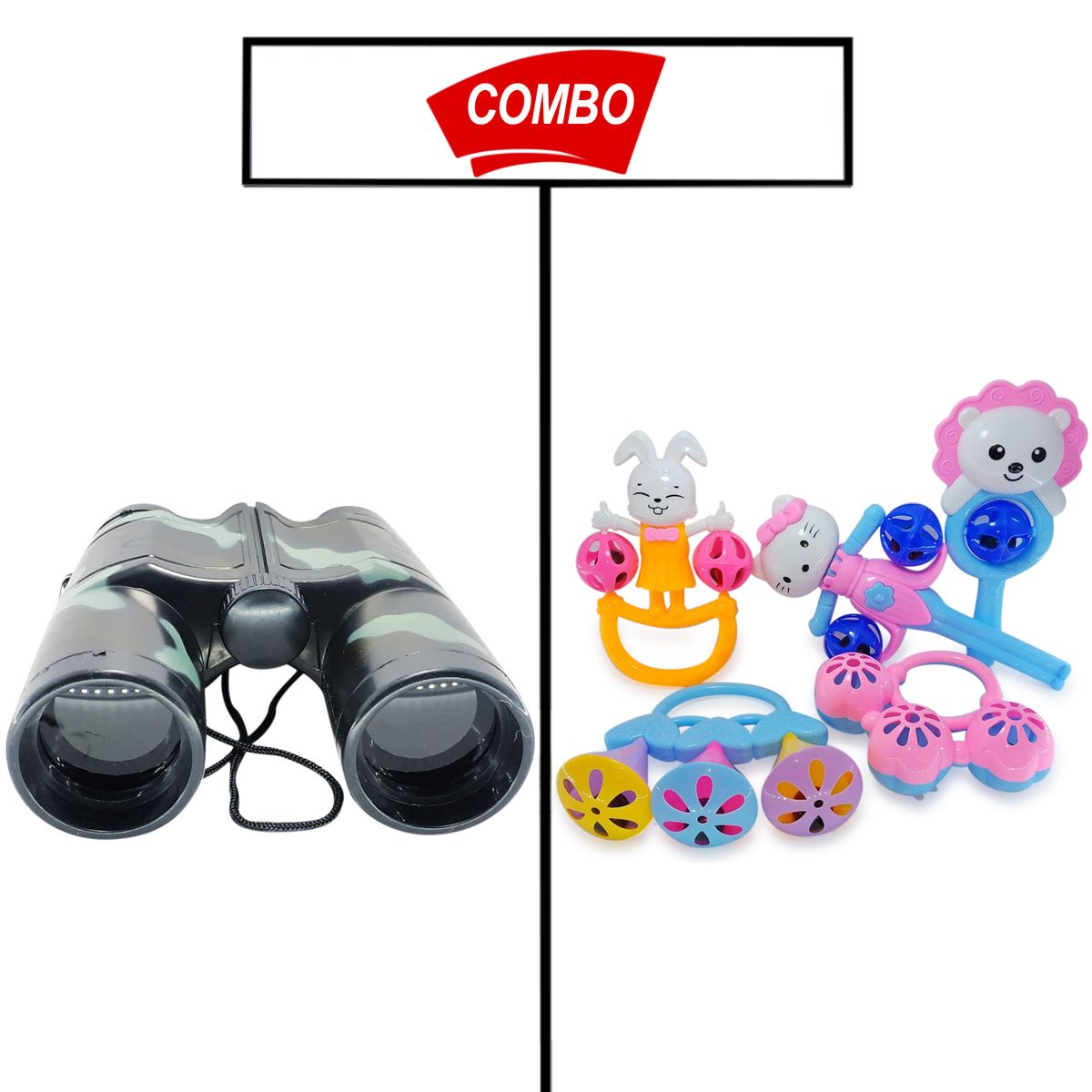 ACTION BINOCULAR TOY WITH JHUN-JHUNI TOYS SET COMBO PACK FOR YOUR KIDS