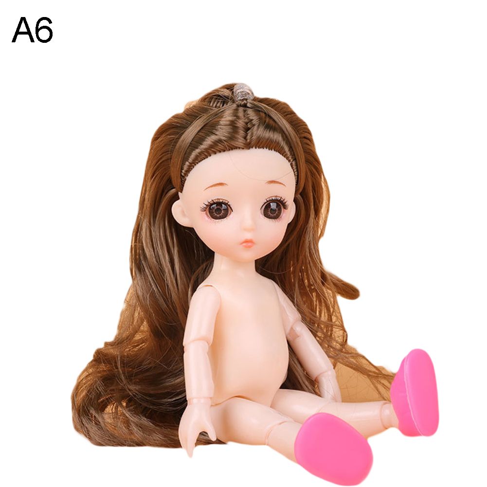 17cm Simulation Long Hair Girl with Shoes Vinyl Doll Kids Pretend Play Toy Gift